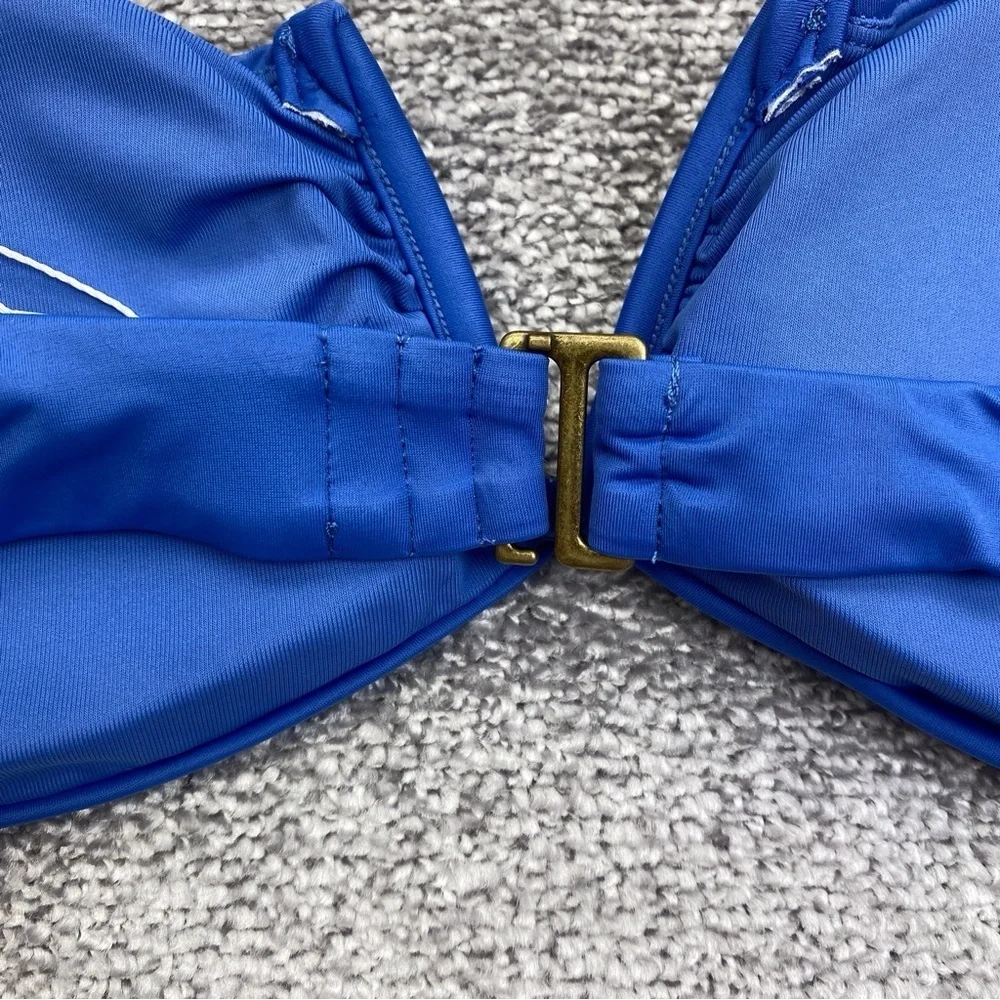 Andie The Scala Top Large Blue Bandeau V Neck Underwire Swimwear AT188-HRZ